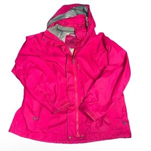LL Bean Gore-tex Rain Jacket Womens L Pink Full Zip Hooded Pockets Outdoors Flaw